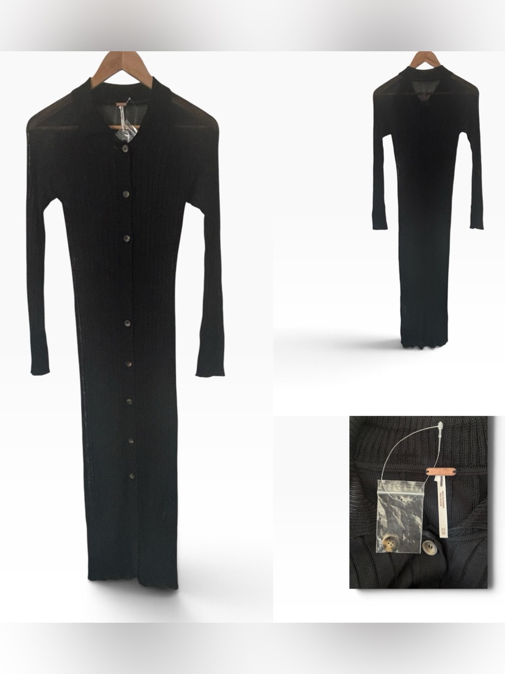 Free People Fitted Knit Button Down Maxi Dress - Size XS